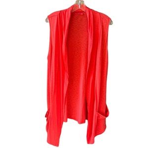 Fresh Produce Sz L Slub Cotton Sleeveless Kimono Topper Longline Pockets